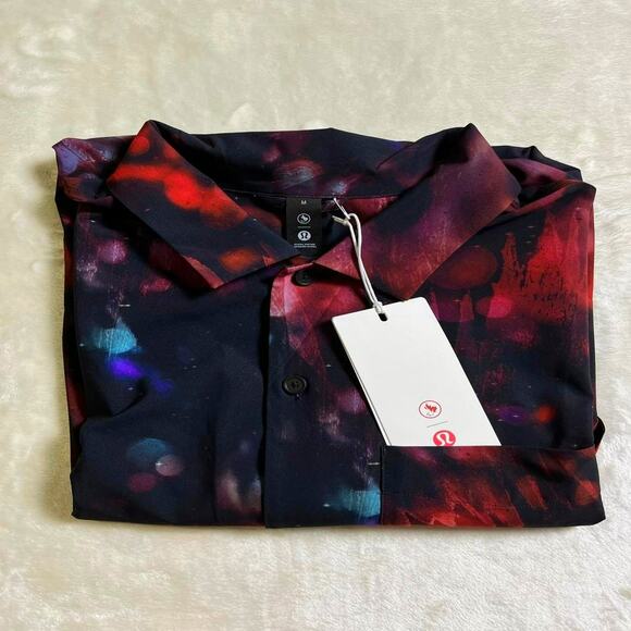 Lululemon Team Canada Button Up Shirt Men's M Black Ethereal Orbs Space Dust Oui - Picture 10 of 10